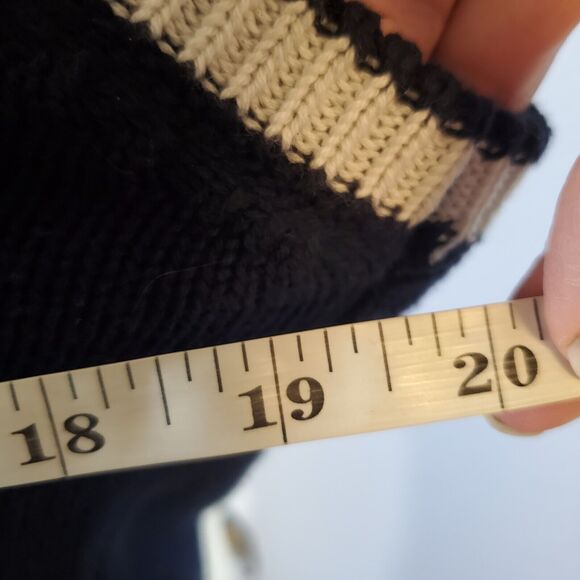 Brandy Melville John Galt Navy Blue & White Striped Cable Knit Sweater Vest Sz M - Picture 8 of 9